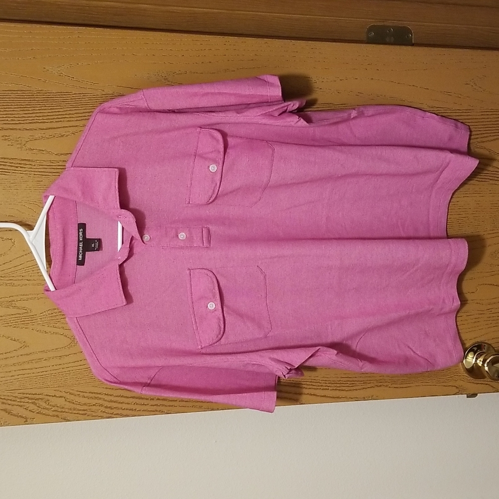 MICHAEL KORS XL MEN'S PINK POLO 100%COTTON SHORT SLEEVE SHIRT